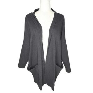 Pact Airplane Cardigan Organic Cotton Open Front Sweater Womens Sz M/L Gray‎